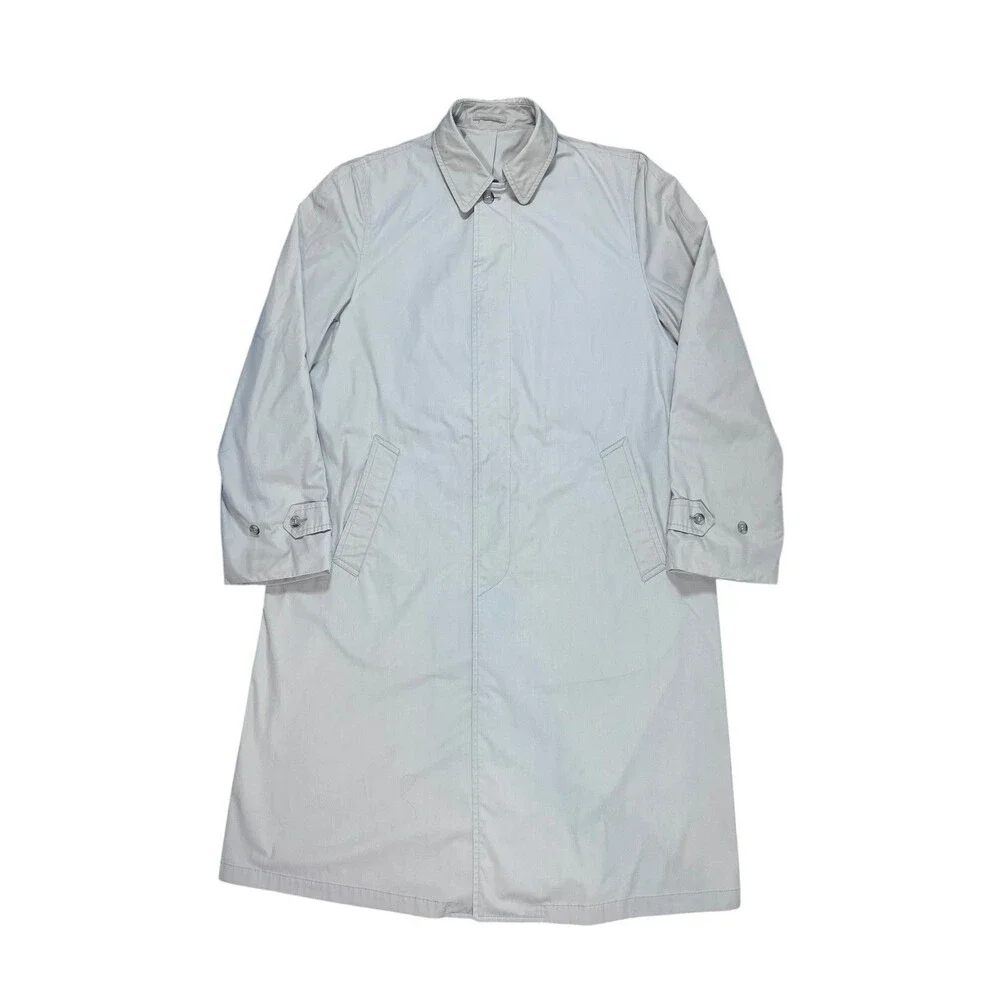 Vintage London Fog Trench Coat Mens 40 XL Long Beige Classic Minimal Overcoat